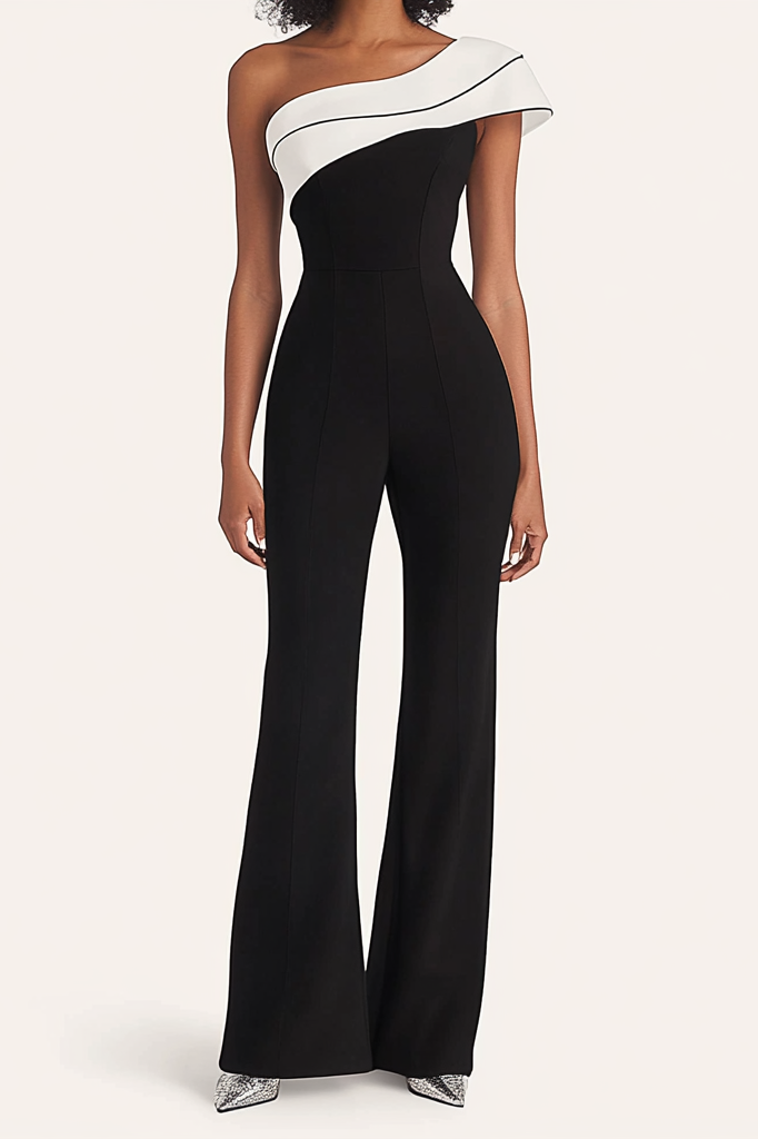 Daily Business Work Party Sloping Shoulder Jumpsuit