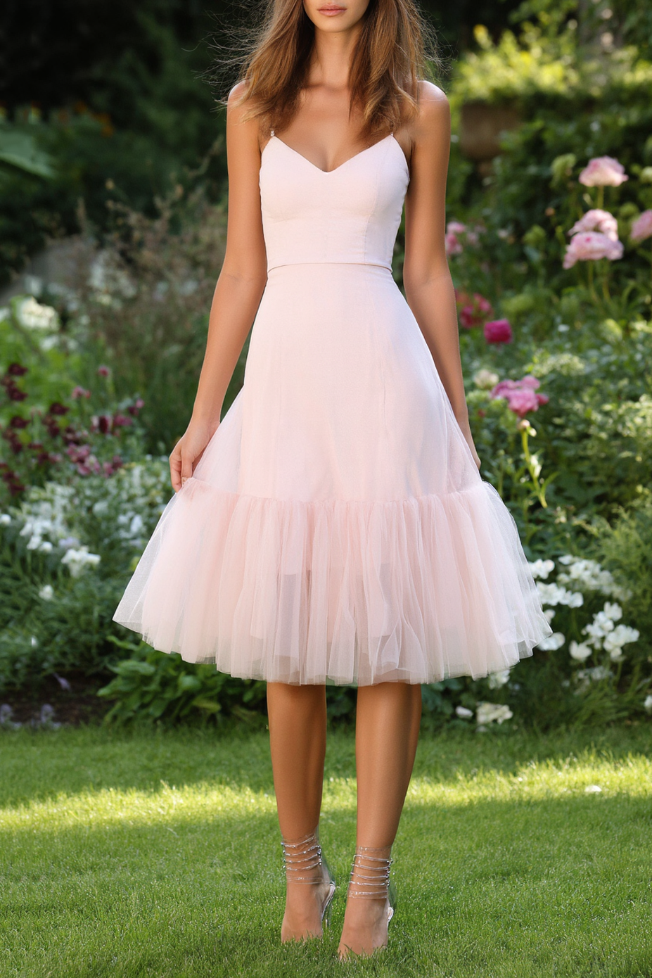 Homecoming​ Party Dress​​ Pink Spaghetti Strap Knee Dress