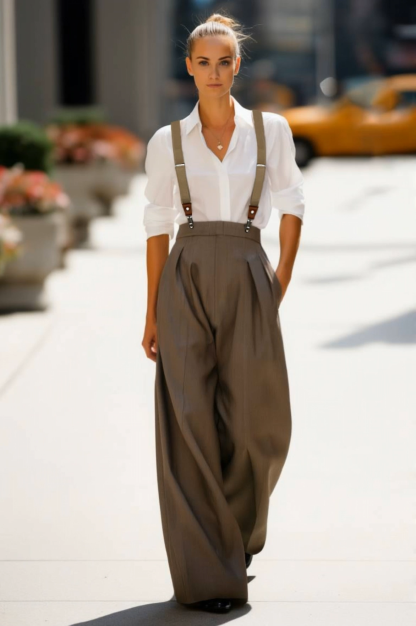 Casual Outfit Sets Overalls Set Khaki Shirt Pants Set