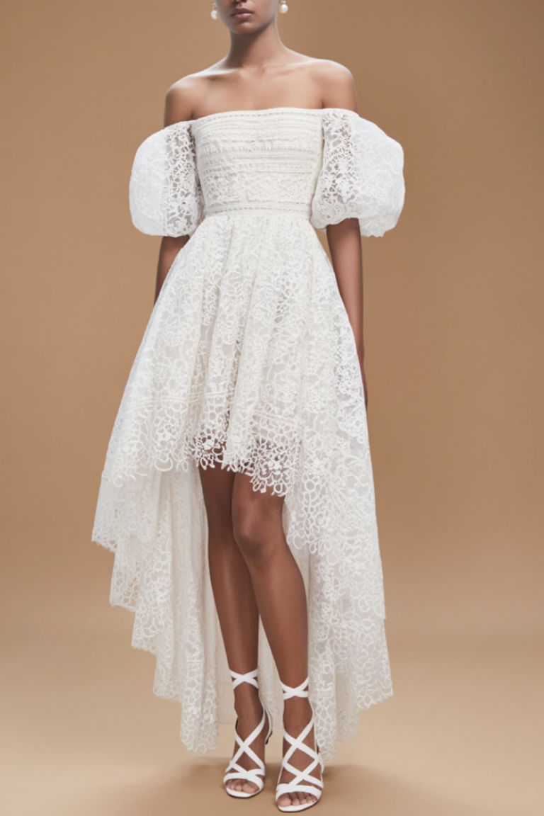 Graduation​ ​Prom ​​Corset Dress​ White Strapless Lace Mini Dress