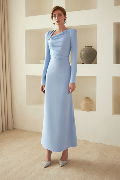 Formal Dress Blue V Neck Maxi Dress