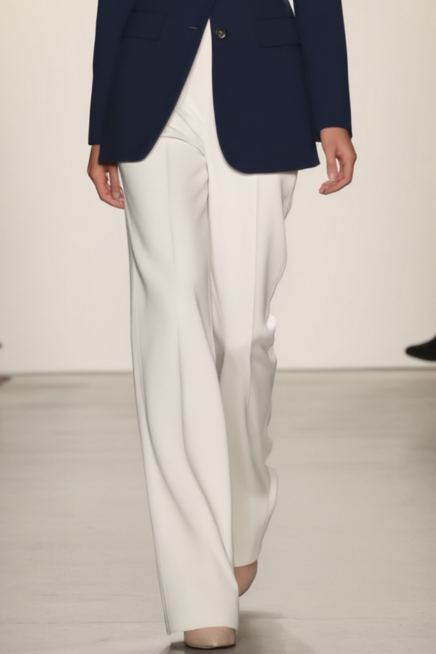 Suit Sets Black White Deep V Pants Set