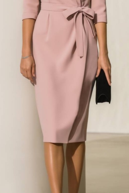Classy pink wrap dress for business