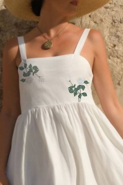 Bohemian Swing Dress White Straps Maxi Dress