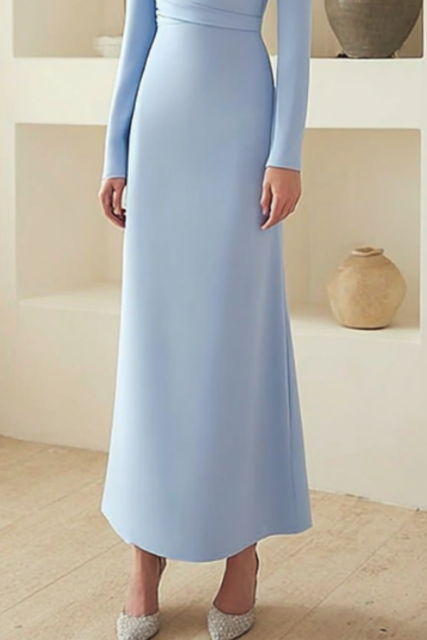 Formal Dress Blue V Neck Maxi Dress