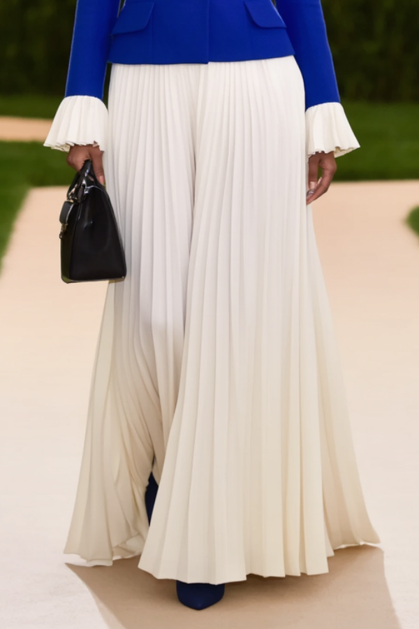 Formal ​Wedding Guest Suit Sets Blue Lapel Long Sleeve Maxi Skirt Set