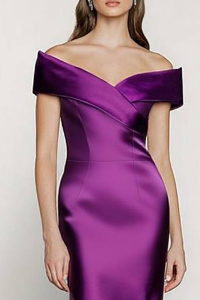 Formal ​Evening Dress Purple Off Shoulder Maxi Satin Dress
