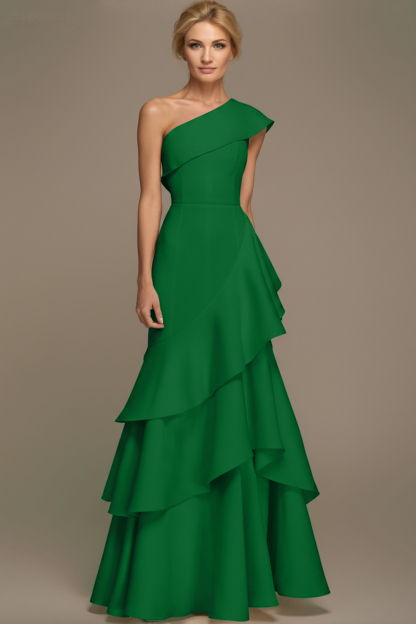 Formal Prom Tiered Maxi Dress White One Shoulder Maxi Dress