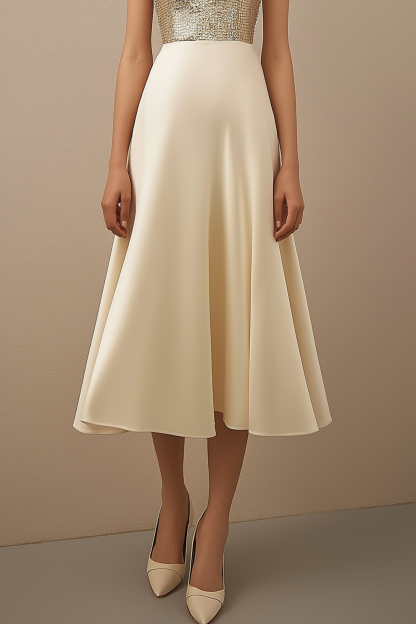 Party Sequin Dress Beige V-Neck Sleeveless Midi Dress