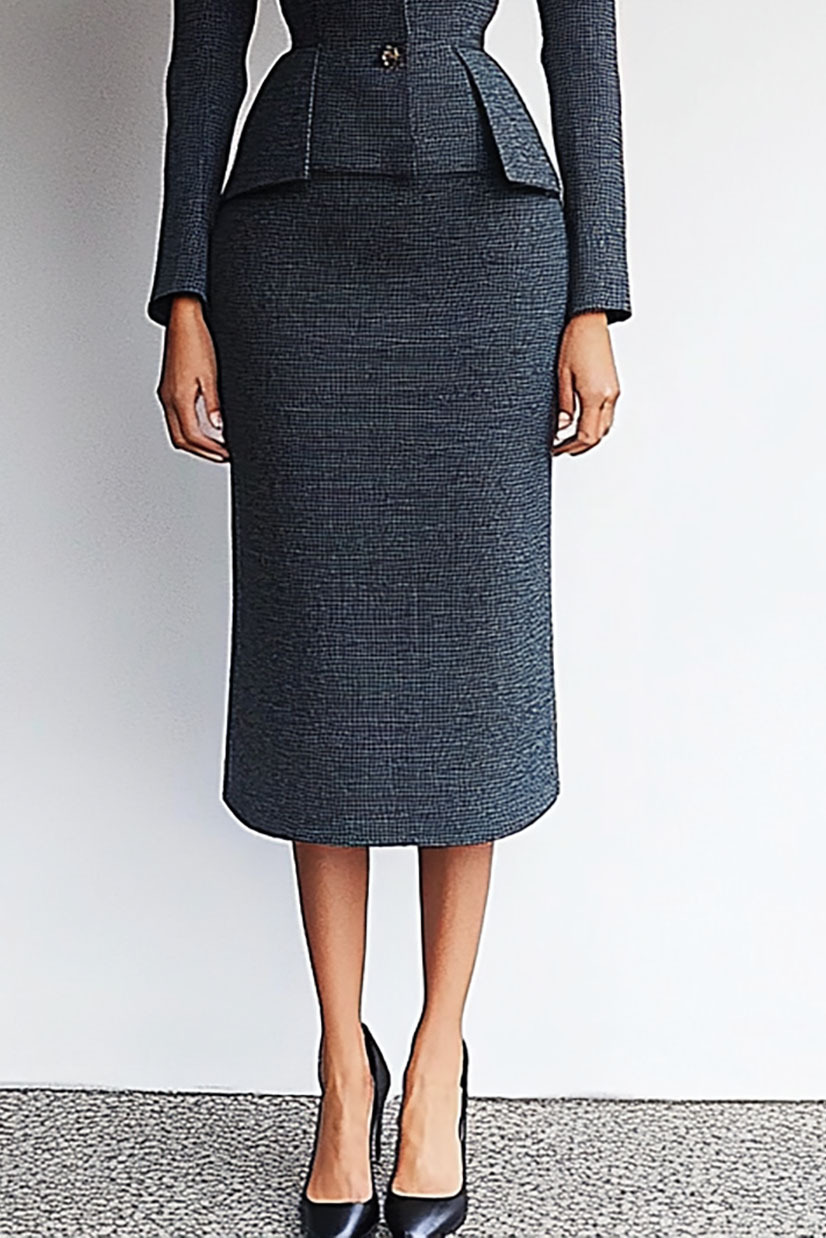 Women's business skirt suit in gray tweed


