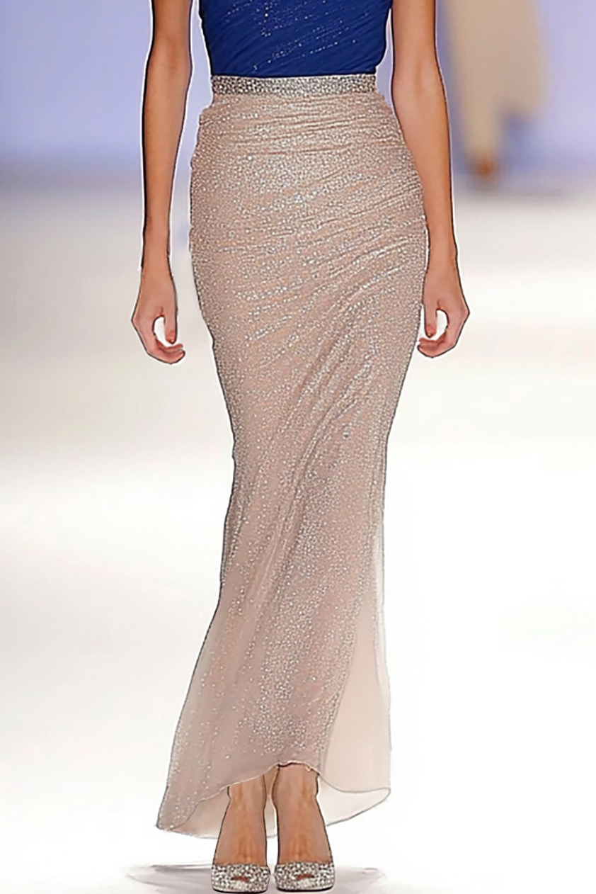 Cocktail Party Dress Blue Sequins One Shoulder Long Dress