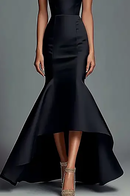 Cocktail Party Dress Black Strapless Mermaid Floor-Length Dress