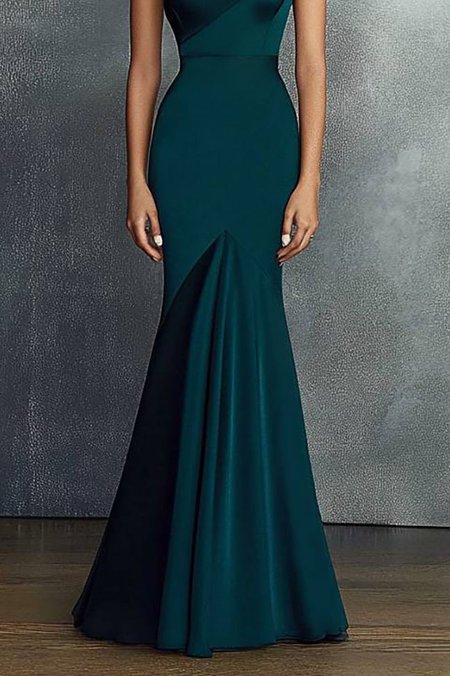 Formal Evening Dress Deep Green One-Shoulder Mermaid Floor-Length Gown