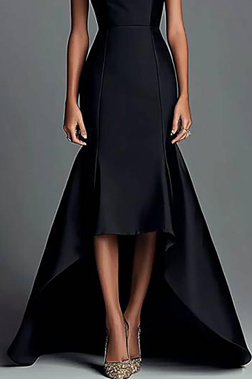 Formal Evening Dress Black Strapless Floor-Length Gown