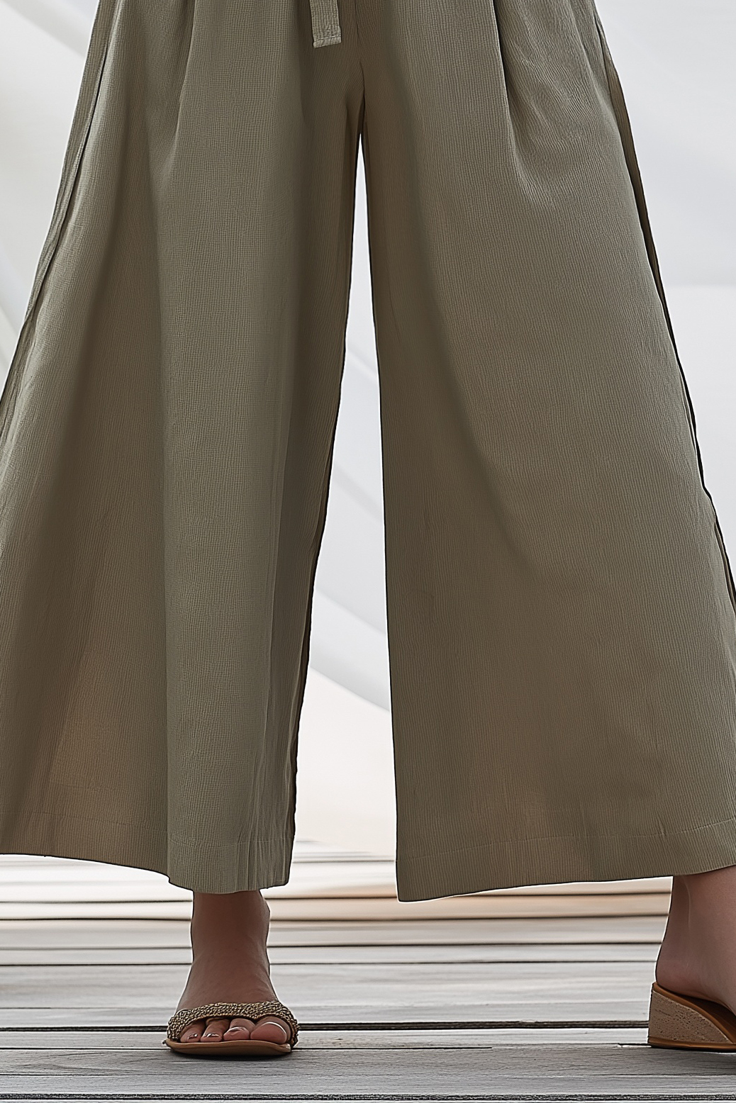 Casual Daily Pants Khaki Loose with Pockets Long Pants