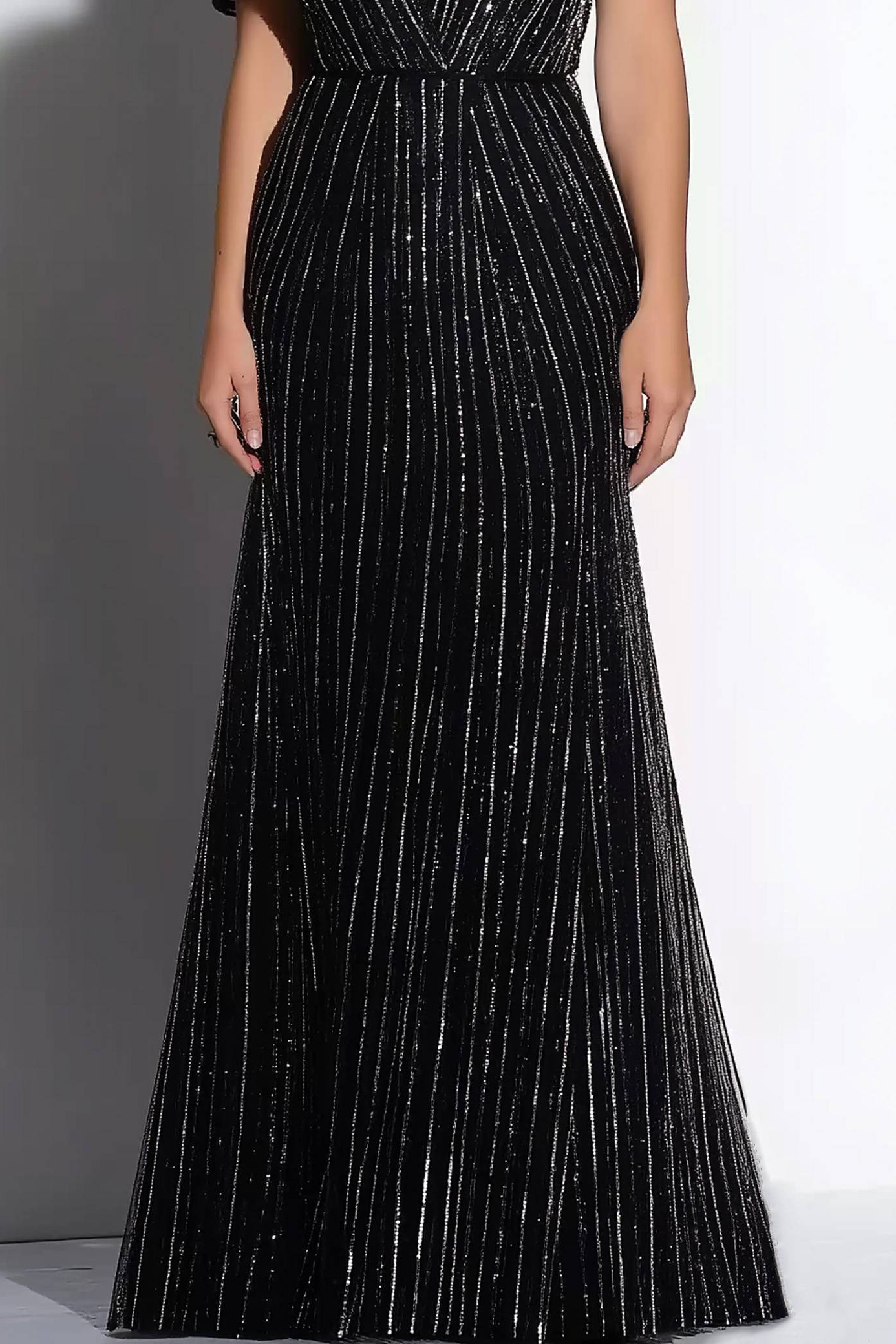 Evening Formal Dress Black Deep V Loose Floor-Length Dress