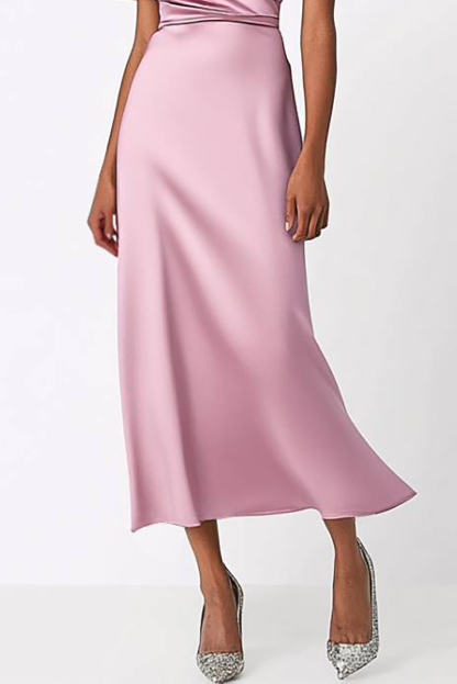Wedding Guest Semi-Formal Dress Light Purple Satin Irregular Neck Midi Dress