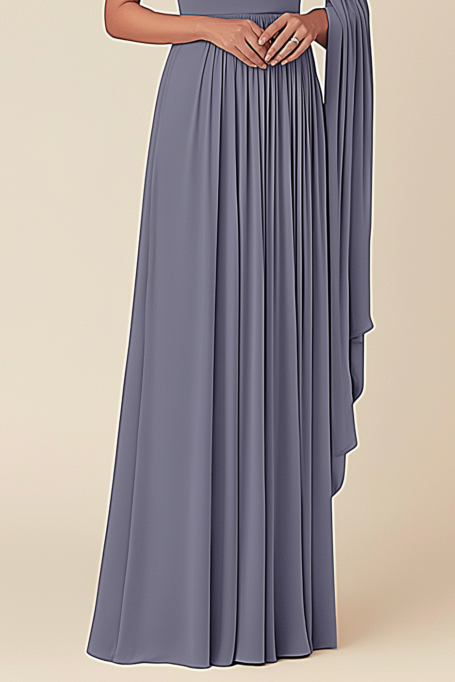 Formal Wedding Guest Dress Grey Blue Asymmetrical Mother of the Bride Gown