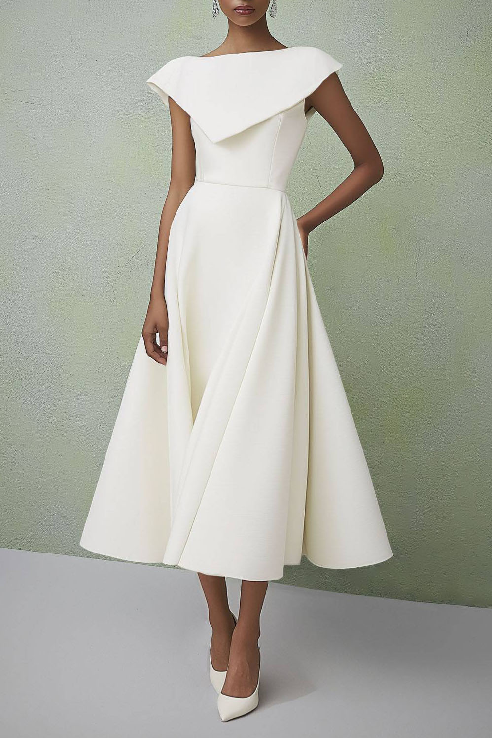 Semi Formal Party Dress White A-Line Midi Dress
