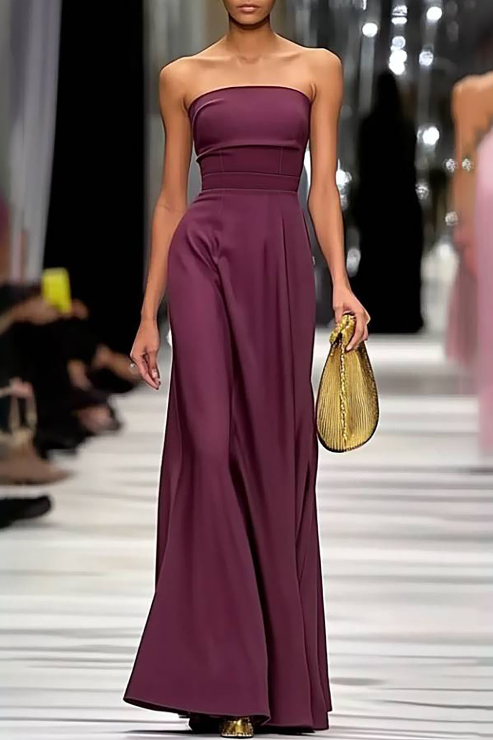 Semi-formal Party Dress Purple Strapless Maxi Dress