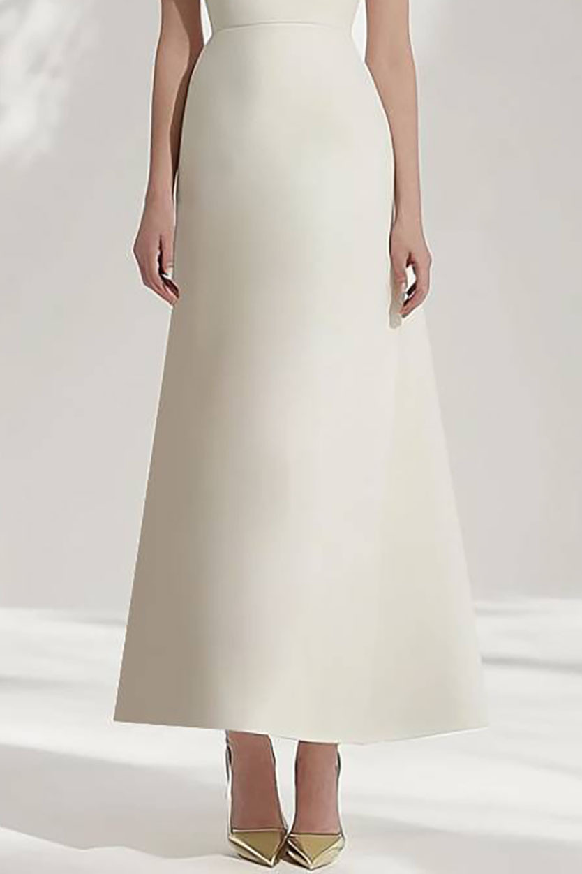 Formal Evening Dress White Off Shoulder A-Line Maxi Dress