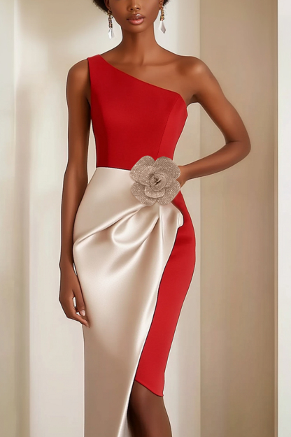 Wedding Guest Midi Dress Off-Shoulder Pleats Dress