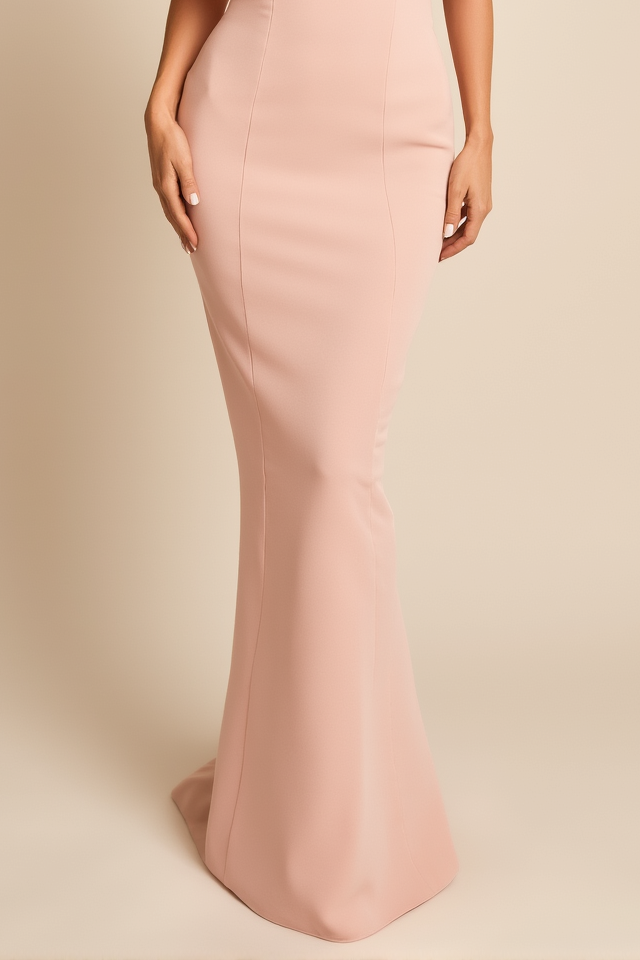 Formal Evening Gown Light Pink Off-Shoulder Bodycon Floor-Length Dress