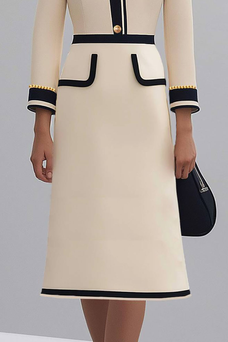 Midi blazer dress with fake pockets for office