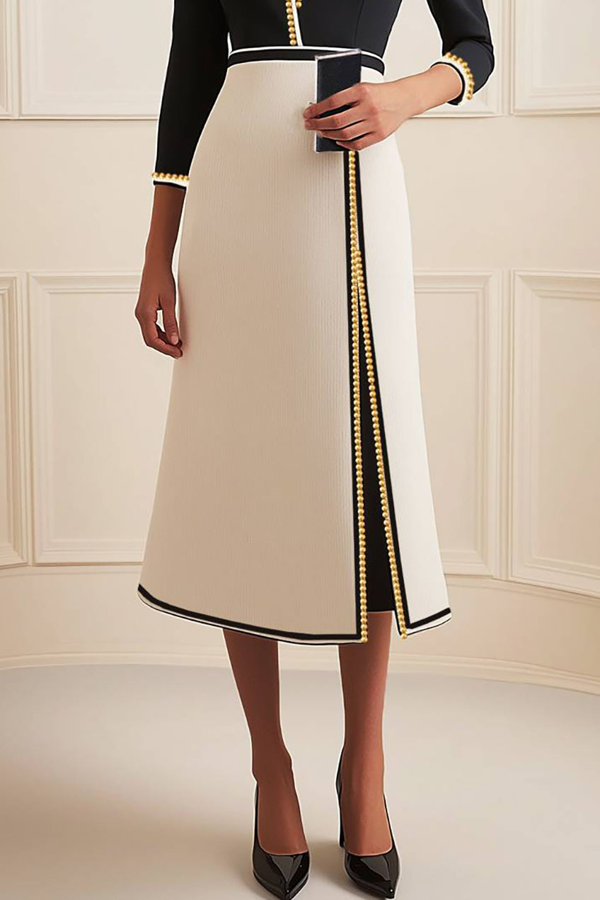 V neck midi dress with slit for office wear