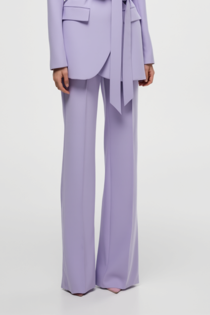 Work Blazer Suit Purple Lapel Long Sleeve Pants Set 