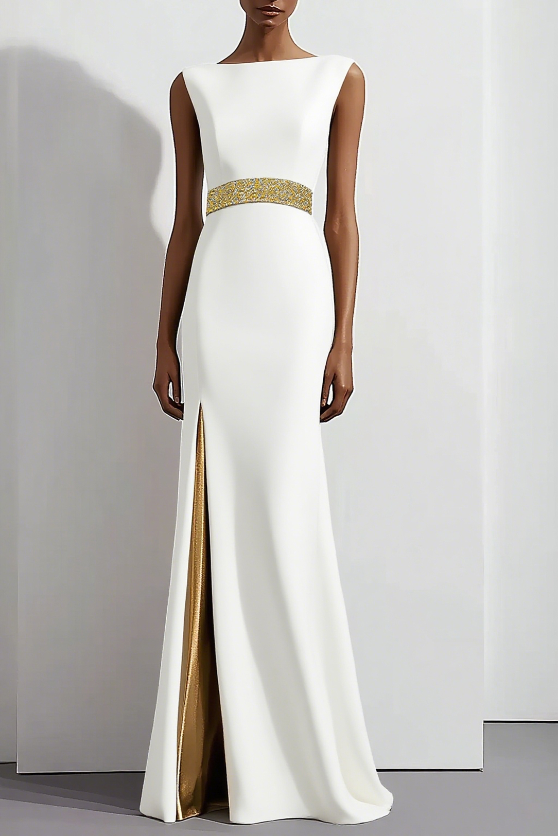 Formal Evening Dress Black Sleeveless Round Neck Floor-Length Dress