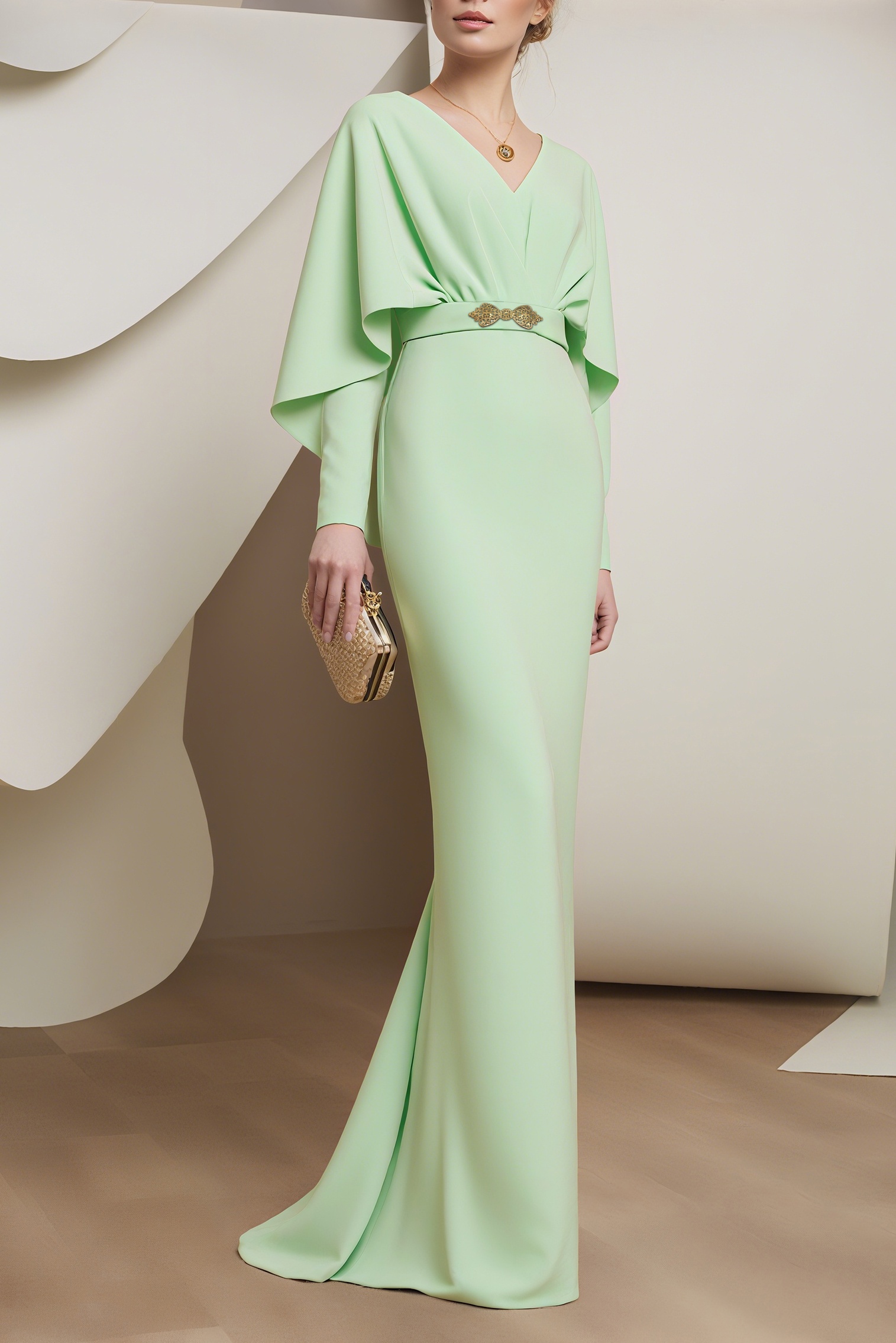 Formal Evening Dress Purple V Neck Belted Maxi Dress