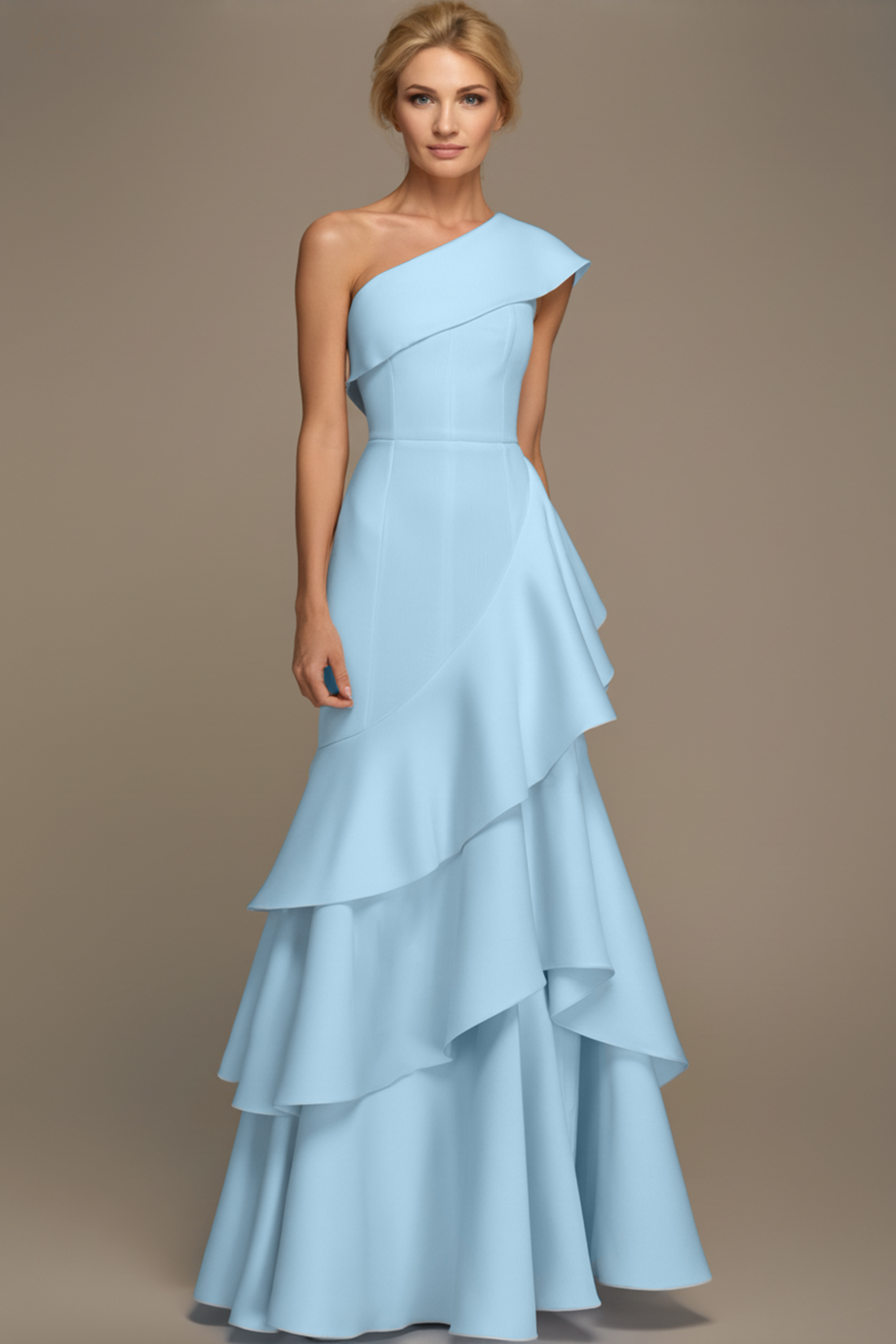 Formal Prom Tiered Maxi Dress White One Shoulder Maxi Dress