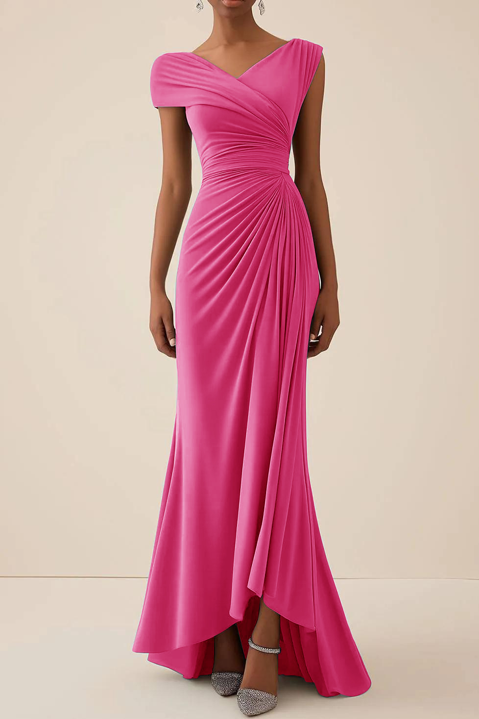 Party Prom Dress Metallic Fabric Colorful Long Sleeve Pleated Midi Dress