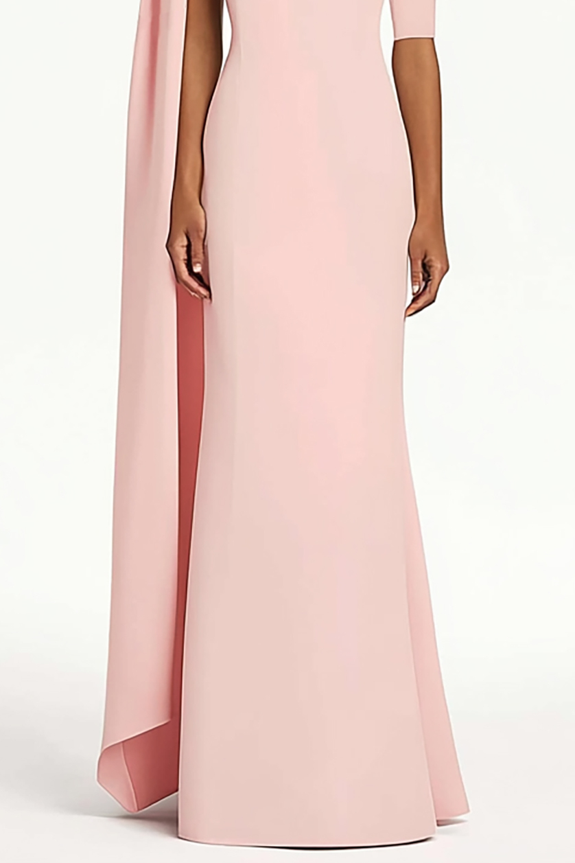 Elegant Cape Dress 3D Flower Asymmetric One-Shoulder Sleeve Maxi Dress