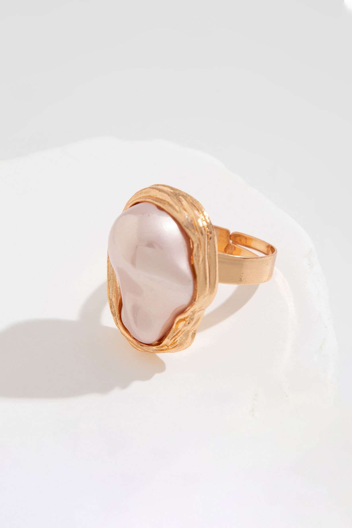 Vintage Baroque Pearl Ring Gold Alloy Adjustable Ring