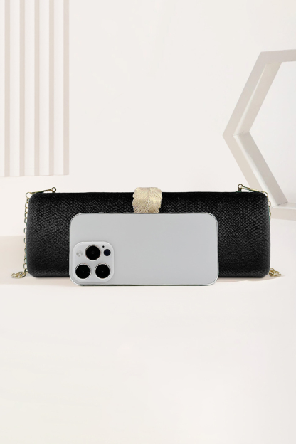 Women's Square Evening Bag Leaf Buckle Chain Clutch Bag