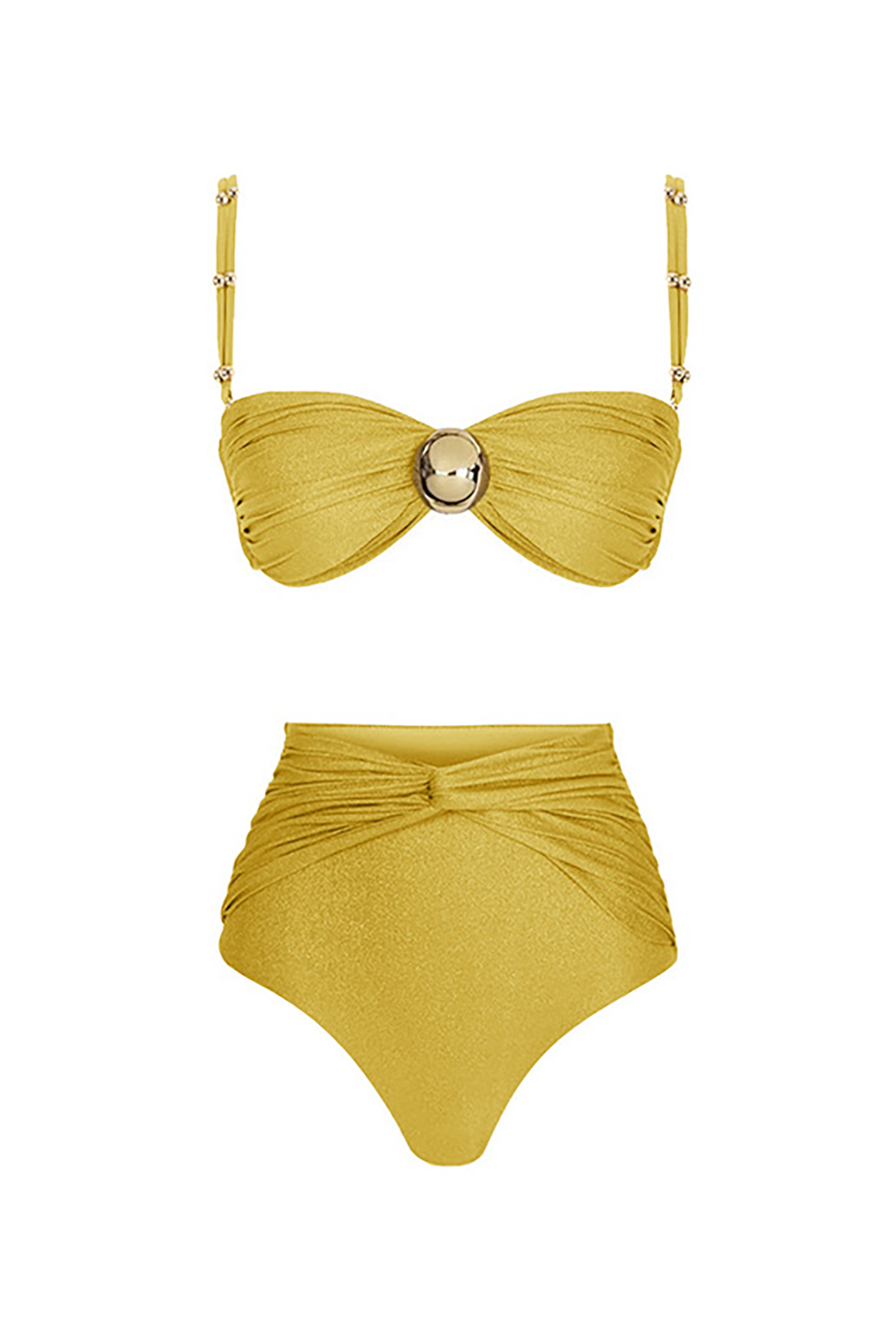 Two-Piece Swimsuit High Waist Suspender Detachable Bikini and Cover-Up