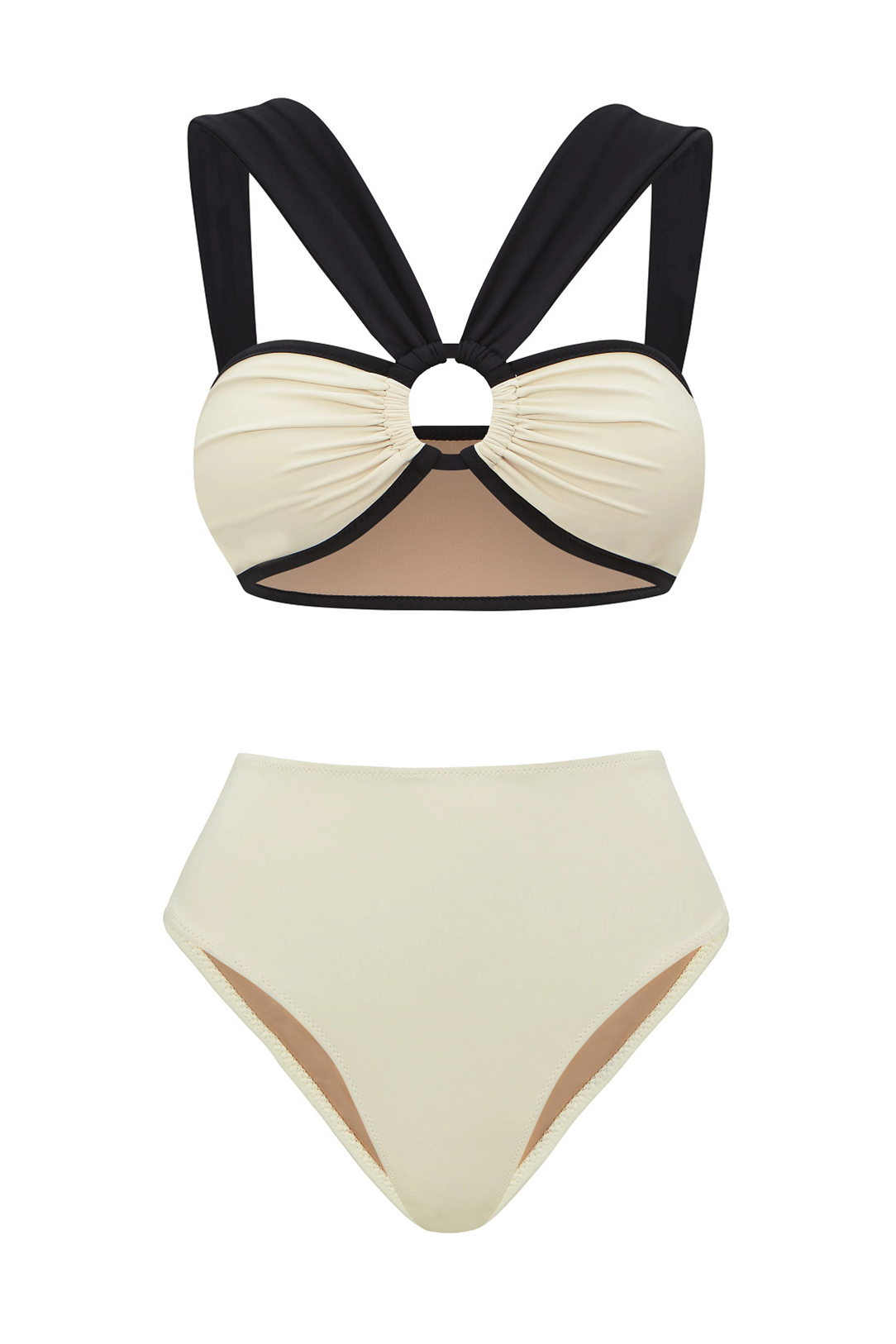 Hollow Cow Pattern High Waist Two-Piece Swimsuit and Cover-Up