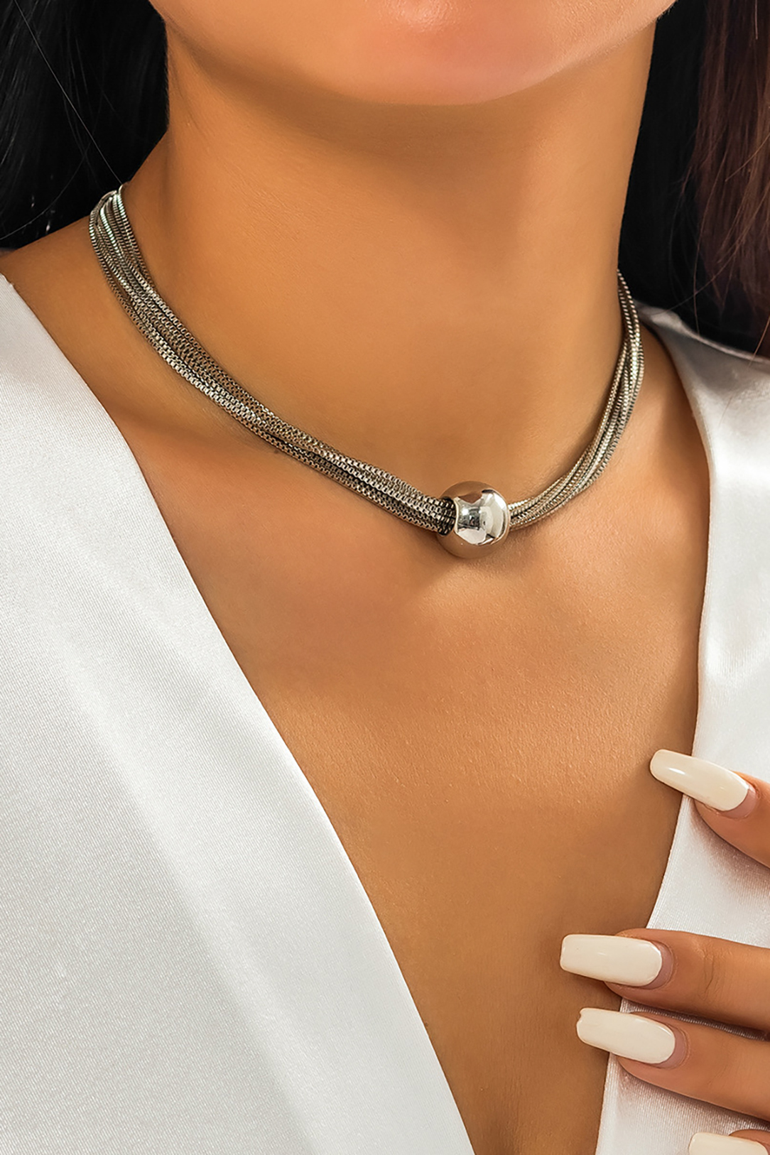 Punk Multi-Layer Chain Stacking Necklace Ball Choker