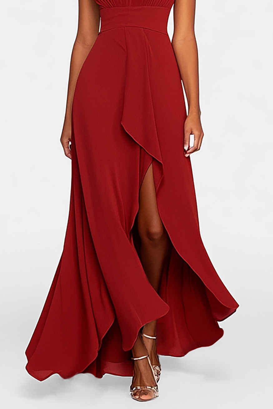 Party Evening Dress Sleeveless Chest Hollow Maxi Dress