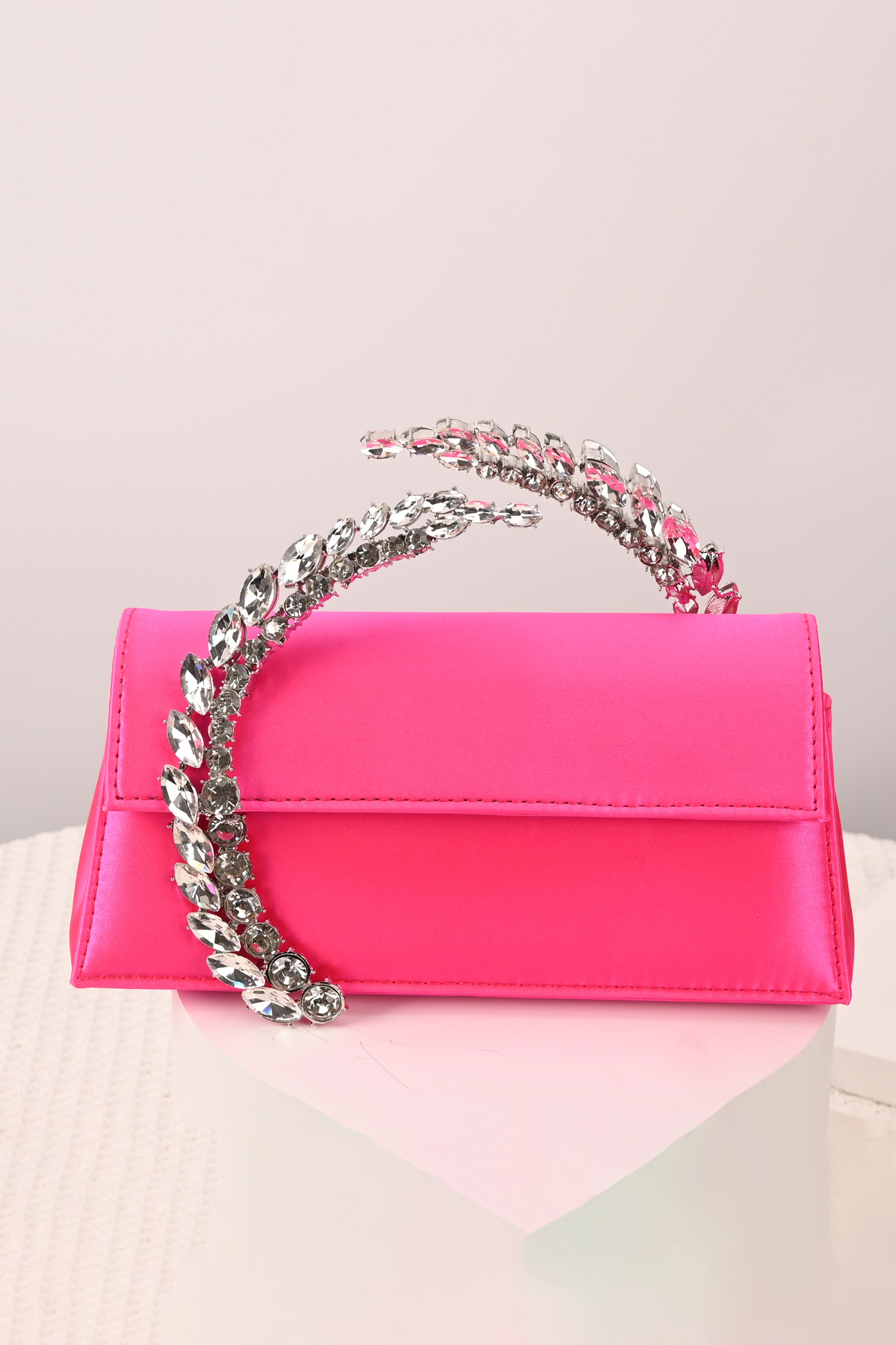 Rhinestone Leaf Shape Satin Handbag Chain Evening Bag