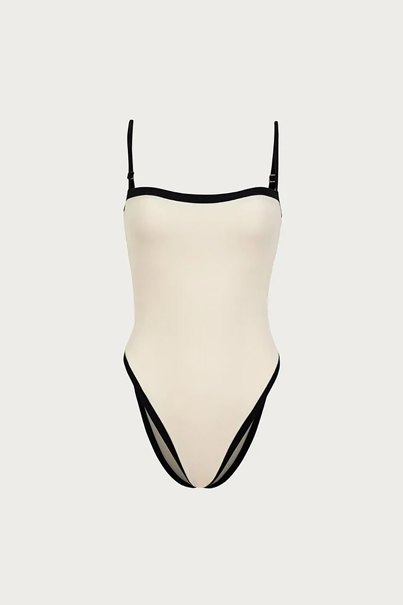 Black and White Lines Suspender One-Piece Swimsuit