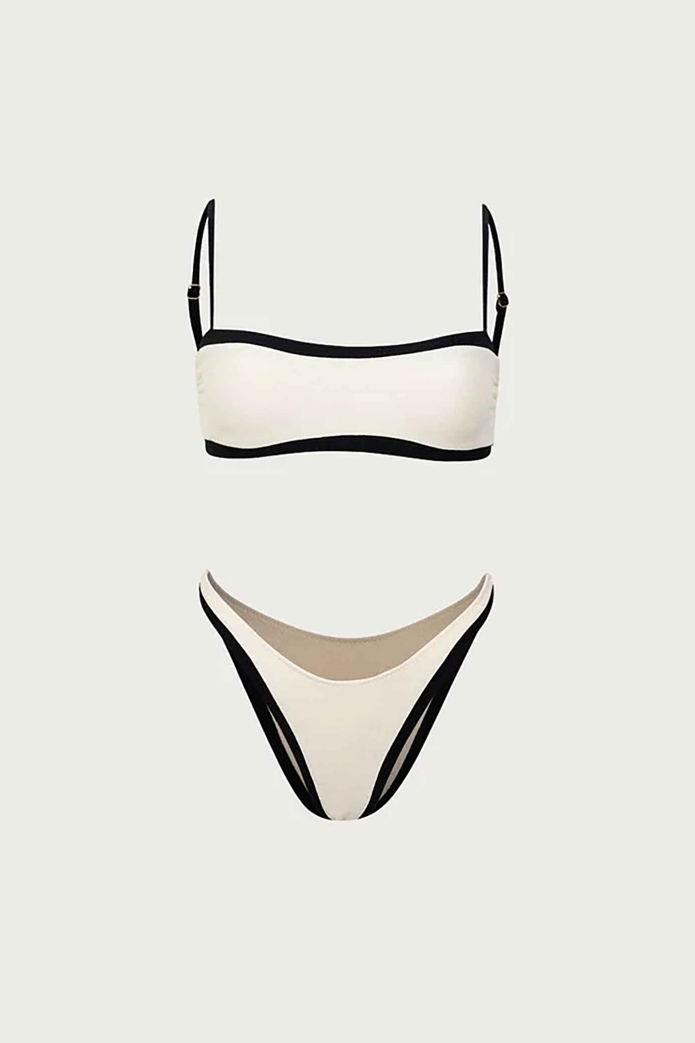 Black and White Colorblocked Lines Bikini Swimsuit