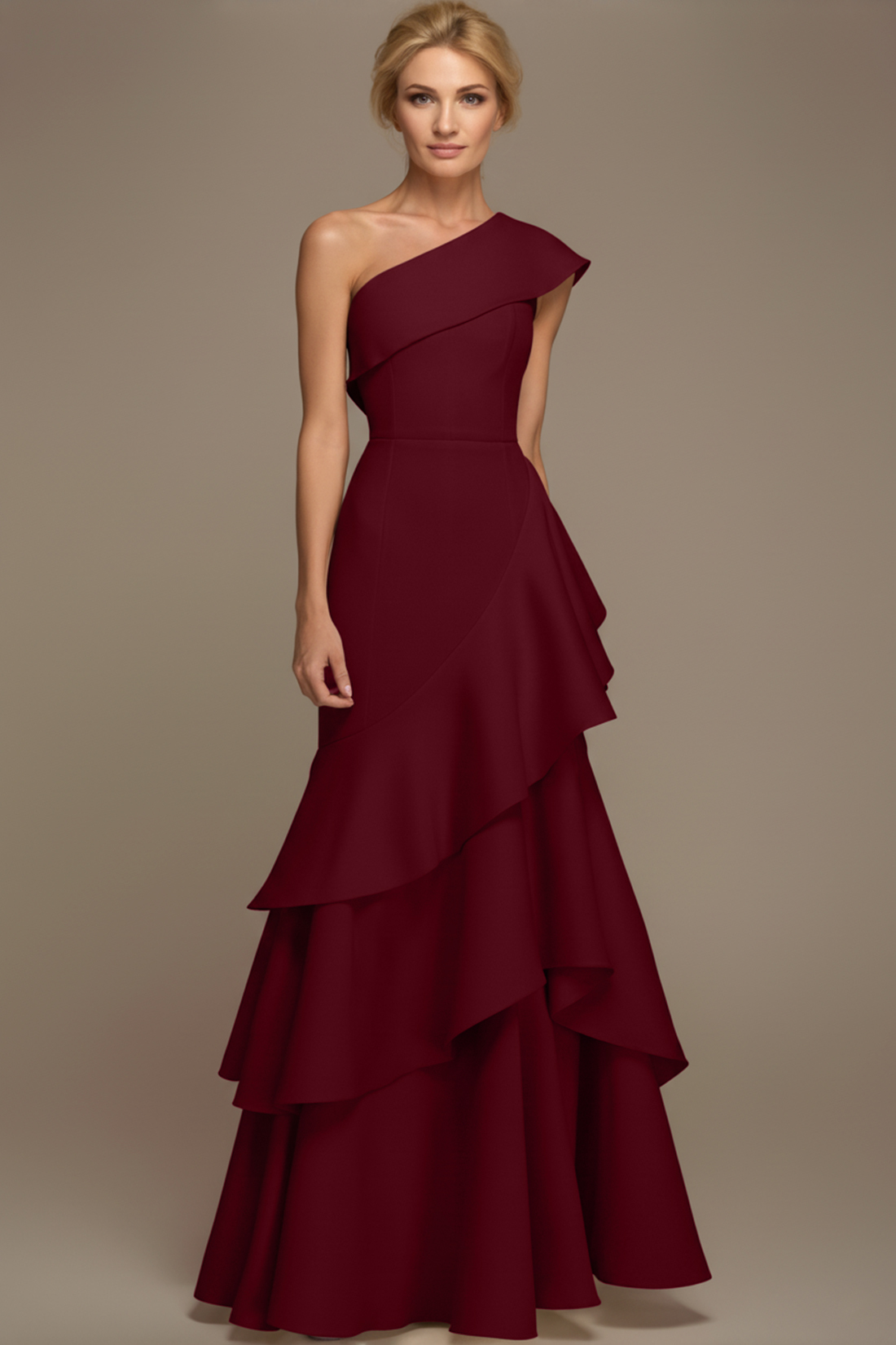 Formal Prom Tiered Maxi Dress White One Shoulder Maxi Dress