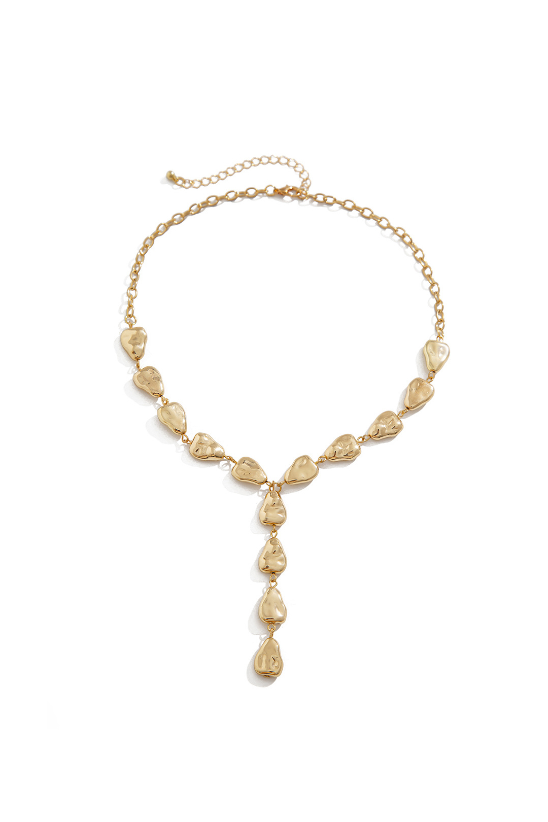 Irregular Baroque Y-Shaped Necklace Flat Water Drop Pendant Clavicle Chain-chiclody