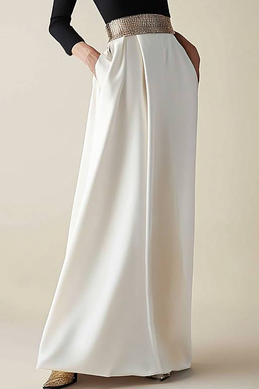 Evening Party Dress Black White Diamond Belt Long Sleeves Long Dress