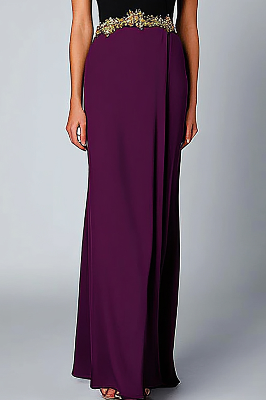 Elegant Dress Rhinestone Belt Long Mother of the Bride Dress