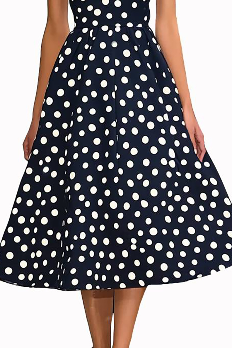 Daily Party Dress Semi-Formal Sleeveless Polka Dot Midi Dress