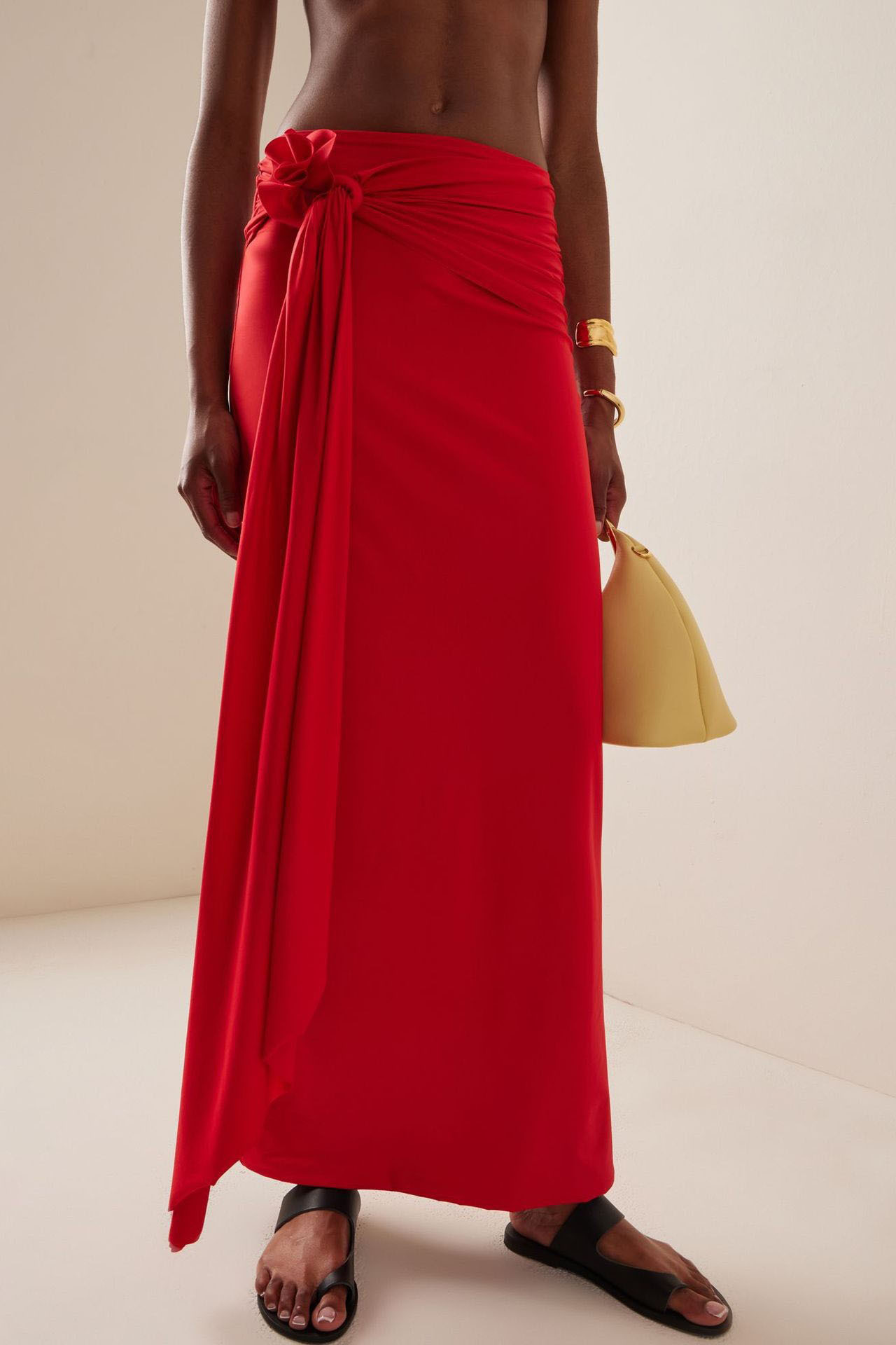 3D Red Floral One Shoulder Swimsuit and Cover-Up